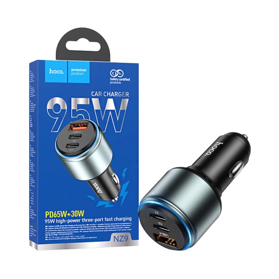 Hoco Car Charger NZ9 Galloper 3 Port USB+2 Type-C 95W Black