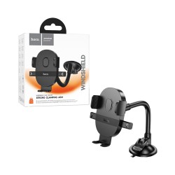 Suporte de Telefone para Carro Hoco H20 Operação Poderosa com Um Botão para Pára-Brisa Preto Suporte de Telefone para Carro Hoco H20 Operação Poderosa com Um Botão para Pára-Brisa Preto