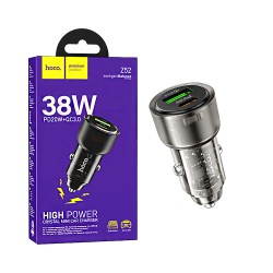 Carregador de Carro Hoco Z52 Spacious 2 Porta USB+Tipo-C 38W Preto Transparente Carregador de Carro Hoco Z52 Spacious 2 Porta USB+Tipo-C 38W Preto Transparente