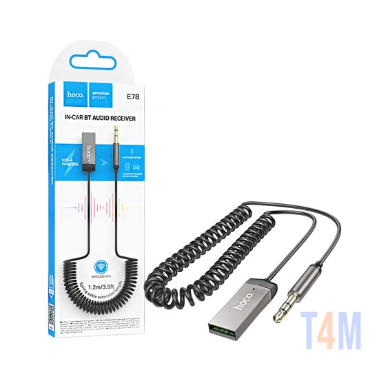 Cabo Receptor Bluetooth Hoco E78 Benefit USB para 3,5mm Metal Cinza