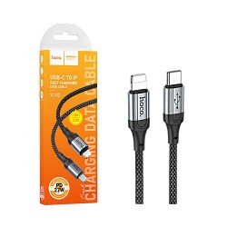 Cabo Hoco  X102 Fresh Tipo-C a Lightning 27W 1M Preto Cabo Hoco  X102 Fresh Tipo-C a Lightning 27W 1M Preto