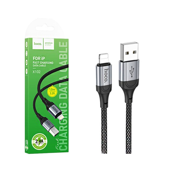 Hoco Cable X102 Fresh Lightning 2.4A 1m Black