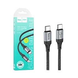 Cabo Hoco  X102 Fresh Tipo-C a Tipo-C 60W 3A 1M Preto Cabo Hoco  X102 Fresh Tipo-C a Tipo-C 60W 3A 1M Preto