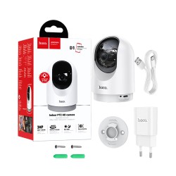 Câmara de Vigilância Hoco D1 Indoor PTZ HD 3MP Branco Câmara de Vigilância Hoco D1 Indoor PTZ HD 3MP Branco