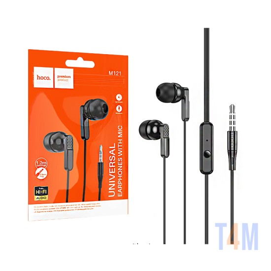 Hoco Universal Wired Earphones M121 Bright with Microphone 3.5mm 1.2m Black