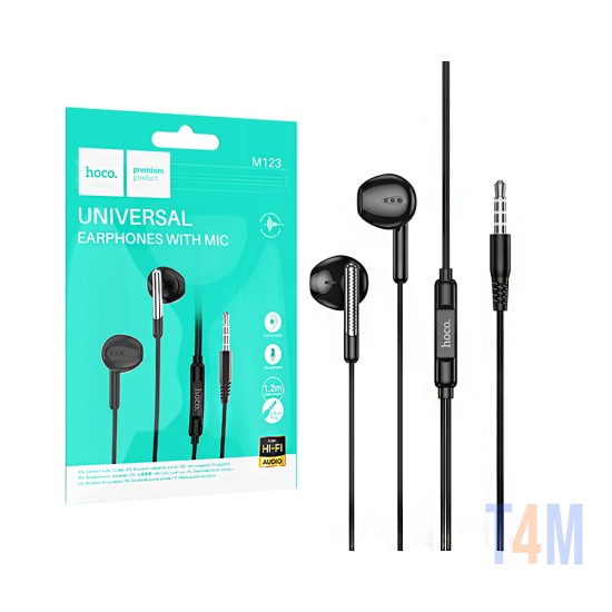 Hoco Universal Wired Earphones M123 Glory with Microphone 3.5mm 1.2m Black