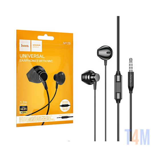 Hoco Universal Wired Earphones M125 Smart with Microphone 3.5mm 1.2m Black