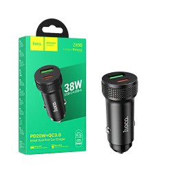 Carregador de Carro Hoco Z49B Level 2 Porta USB+Tipo-C 38W Preto Carregador de Carro Hoco Z49B Level 2 Porta USB+Tipo-C 38W Preto