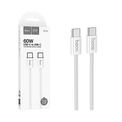 Cabo Hoco  X104 Source Tipo-C a Tipo-C 60W 3A 1M Branco Cabo Hoco  X104 Source Tipo-C a Tipo-C 60W 3A 1M Branco