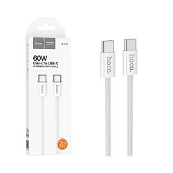 Cabo Hoco  X104 Source Tipo-C a Tipo-C 60W 3A 2M Branco Cabo Hoco  X104 Source Tipo-C a Tipo-C 60W 3A 2M Branco