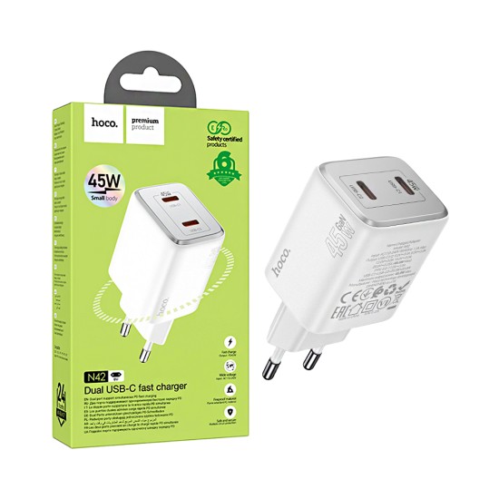 Adaptador Hoco N42 Elogiado 2 Portas PD45W Branco