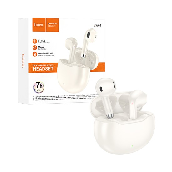 Hoco True Wireless Earbuds EW61 June Milky White