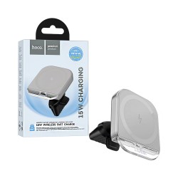 Suporte de Telefone para Carro Hoco HW17 Crystal com Carregamento sem fio para Saída de Ar 15W Cinza Suporte de Telefone para Carro Hoco HW17 Crystal com Carregamento sem fio para Saída de Ar 15W Cinza