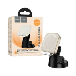 Suporte de Telefone para Carro Magnético Hoco HW18 Crystal com Carregamento sem fio para Painel 15W Branco Suporte de Telefone para Carro Magnético Hoco HW18 Crystal com Carregamento sem fio para Painel 15W Branco