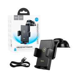 Suporte de Telefone para Carro Console Central Hoco HW22 Precious com Carregamento sem fio 15W Preto Suporte de Telefone para Carro Console Central Hoco HW22 Precious com Carregamento sem fio 15W Preto