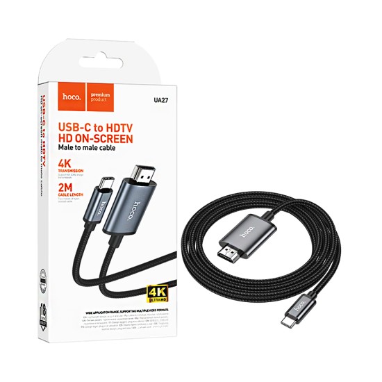 Cabo Hoco UA27 Tipo-C para HDTV 2m Cinza Metálico