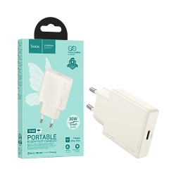Adaptador Hoco N44 Biscuit Tipo-C PD 30W GAN Blanco Luar Adaptador Hoco N44 Biscuit Tipo-C PD 30W GAN Blanco Luar