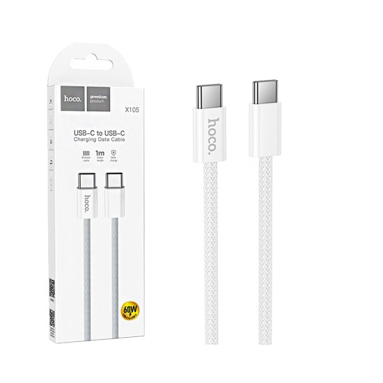 Hoco Cable X105 Hero Type-C to Type-C 60W 3A 1M White