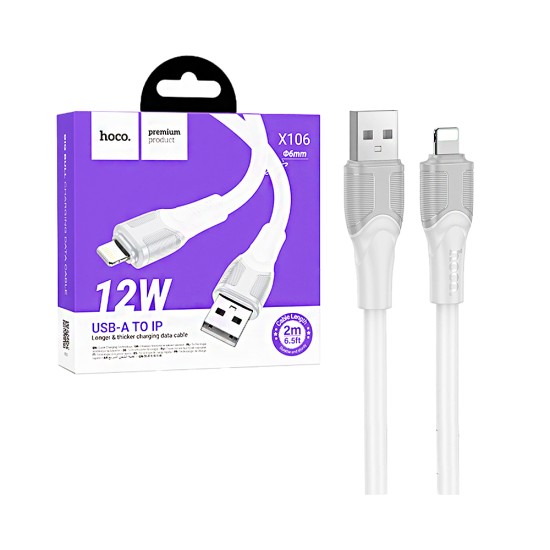 Hoco Cable X106 Big bull Lightning 2.4A 2m White