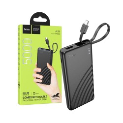 Power Bank Hoco J129 Nature com 2-em-1 USB+Cabo Type-C 5000mAh Preto