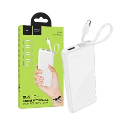 Power Bank Hoco J129 Nature com 2-em-1 USB+Cabo Tipo-C 5000mAh Branco