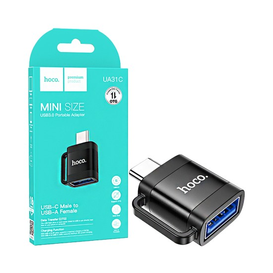 Adaptador Hoco UA31C Tipo-C Macho Para USB Fêmea Preto