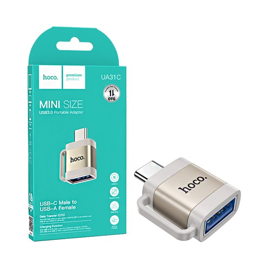 Hoco Adapter UA31C Type-C Male to USB Female Gray