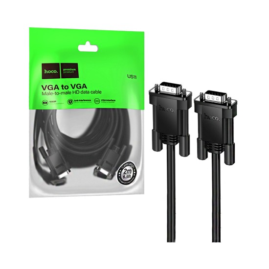 Cabo VGA Hoco US11 para computador 2m Preto