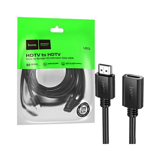 Cabo de Extensão Hoco US13 HDMI Macho para HDMI Fêmea 1m Preto