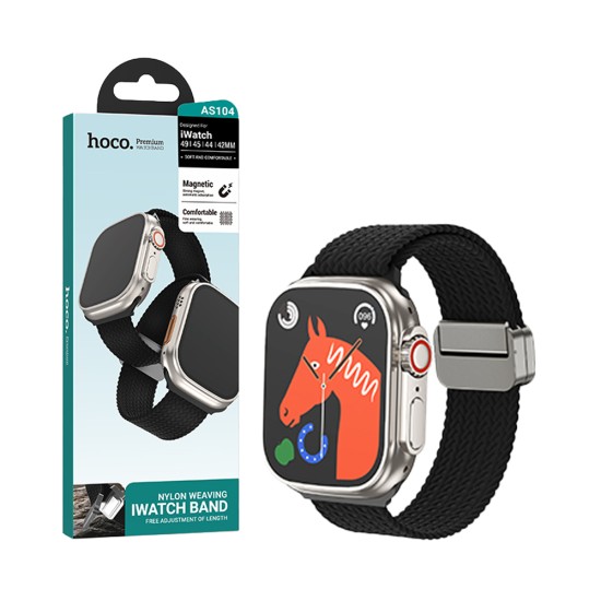 Bracelete de Nylon con Fivela Magnética Hoco AS104 para iWatch (42/44/45/49mm) Preto