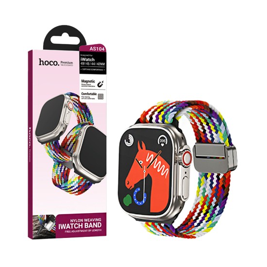 Bracelete de Nylon con Fivela Magnética Hoco AS104 para iWatch (42/44/45/49mm) sete cores