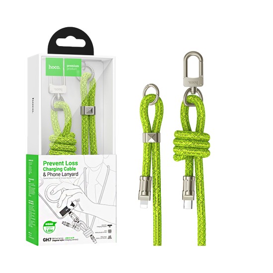 Hoco Lanyard Cable GH7 Elegant series Type-C to Lightning PD 20W Fluorescent Green