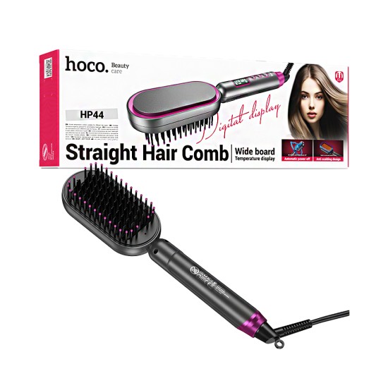 Hoco Electric straightening hair comb HP44 with digital display Rose Red