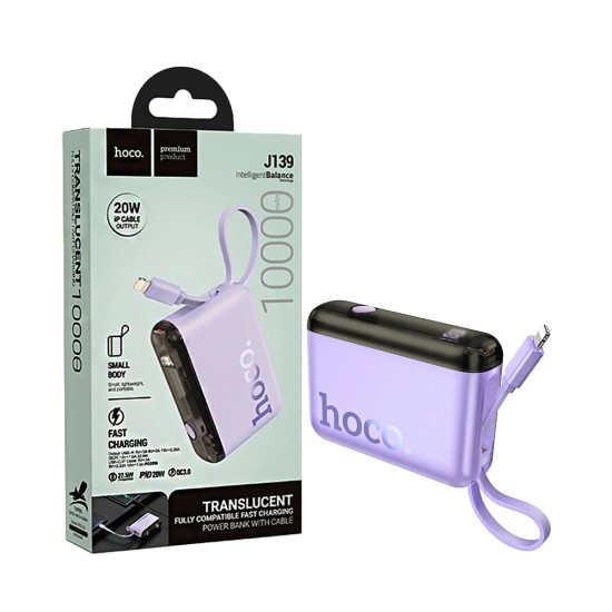 Hoco Power Bank J139 Hero with 2-in-1 USB Port+Lightning Cable 10000mAh Purple