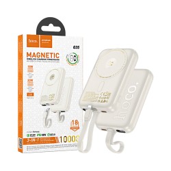 Hoco Magnetic Power Bank Q35 with bidirectional Type-C to Lightning Cable PD20W 10000mAh Milky White Hoco Magnetic Power Bank Q35 with bidirectional Type-C to Lightning Cable PD20W 10000mAh Milky White