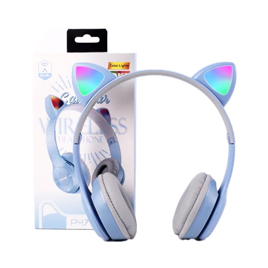 Wireless Headphones P47M Cat Ear Light Blue