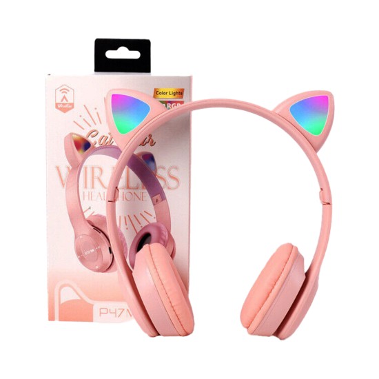 Wireless Headphones P47M Cat Ear Pink