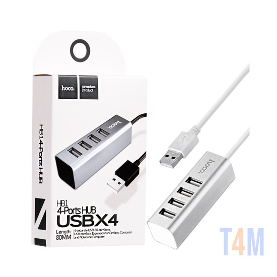 Adaptador Hoco HB1 USB para 4USB 2.0 80cm Prata