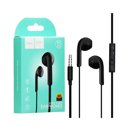 Hoco Wired Earphones M39 Rhyme Sound with Microphone 3.5mm 1.2 Black