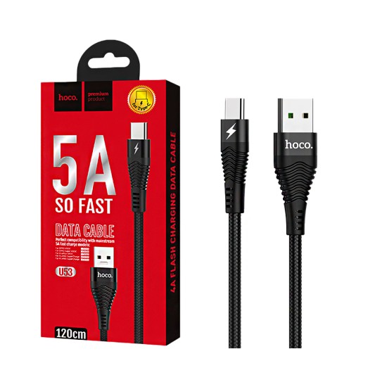 Cabo Hoco U53 Flash Tipo-c 5A 1,2m Preto