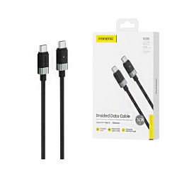 Foneng Cable XS03 Metal Braided Type-C to Type-C 240W 1.2M Black Foneng Cable XS03 Metal Braided Type-C to Type-C 240W 1.2M Black