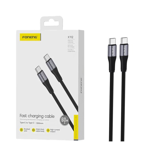 Foneng Cable X112 Type-C to Type-C 60W 1m Black