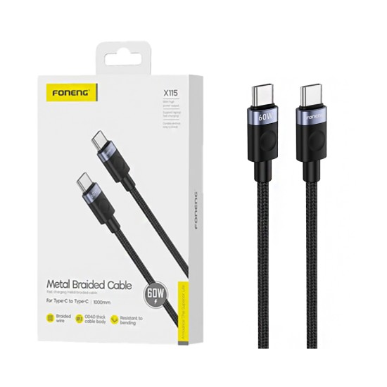 Foneng Cable X115 Type-C to Type-C 60W 1m Black