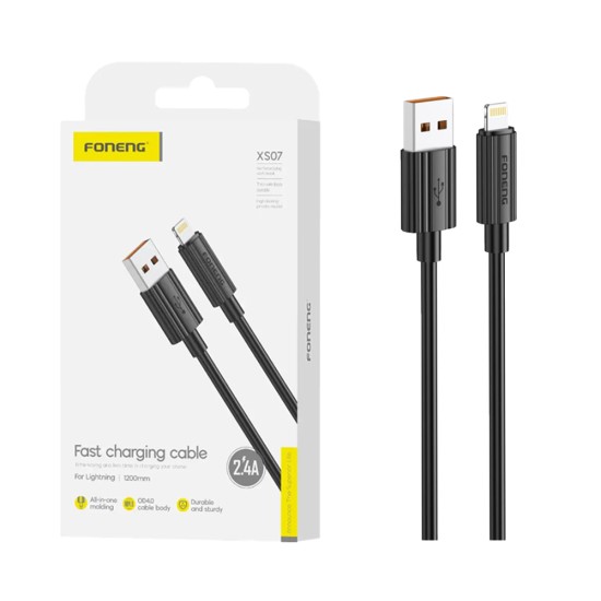 Foneng Cable XS07 Lightning 2.4A 1.2m Black Foneng Cable XS07 Lightning 2.4A 1.2m Black