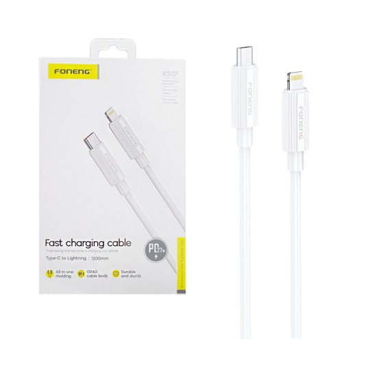 Cabo Foneng XS07 Tipo-C a Lightning PD27W 1,2M Branco