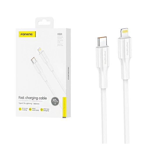 Cabo Foneng XS01 Tipo-C a Lightning PD27W 1M Branco