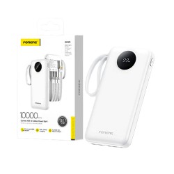 Power Bank Foneng DX101 com 4-em-1 Outputs USB+Lightning+Micro+Tipo-C 2A 10000mAh Branco