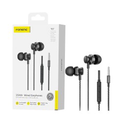 Auscultadores Foneng T67 In-Ear Heavy Bass com Microfone 3,5mm 1,2m Preto
