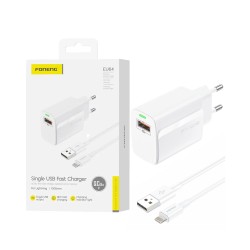 Carregador Foneng EU64 USB-A 3A 18W com Cabo Lightning 1m Branco