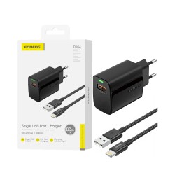 Carregador Foneng EU64 USB-A 3A 18W com Cabo Lightning 1m Preto